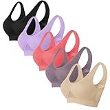 5er Pack BHS Bustier Damen Sport BH Große Größen Starker Halt Comfit Bhs Atmungsaktiv Soft Seamless Bh-Set Bra Sportunterwäsche für Damen Alltag Joggen Yoga Warehouse Deals Angebote Schwarz 5XL
