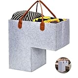 COLEESON Treppenkorb Stufenkorb, Treppenkorb mit Griffen, Faltbarer L-Form Treppenorganizer Korb, Filz Treppenaufbewahrungstasche, Treppen-Organizer für Wäsche, Spielzeug, Haushaltsgegenstände (grau)