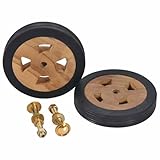 vidaXL 2X Teak Massiv Ersatzrad für Sonnenliege Gartenliege Ersatzräder Rädersatz Holzrad Holzräder Räder Radsatz Radset 16cm Braun Gummi