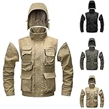 Herren-Jacke und Weste, abnehmbare Ärmel und Kapuze, Oberbekleidung, Windbreaker-Jacken, Herren-Wanderjacken mit Taschen, vielseitig und intelligent, leicht, mit Reißverschluss, Bergsteigen, Camping,