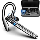 Bluetooth Headset mit Mikrofon, In Ear Freisprech Handy Kabellos Kopfhörer mit LED Ladebox für Autofahren/Business/Büro, IPX7 Wasserdicht, Kompatibel mit iPhone Android Smartphones und Tablets