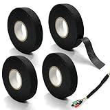 Modurio 4 Stück Gewebeband Schwarz, 15mx19mm Textilklebeband, Kabel Isolierband,Baumwolle Klebeband, Kabelbaum Filzband, Selbstklebend Tuch Gewebeband für Auto Kabel Befestigt Haushalt Kfz Motorrad
