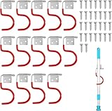 STOUCLA 15 Stück Gerätehalter Rote Haken, Besenhalter Gerätehalter,Gartengerätehalter Metallhaken,mit 30 Stück Schrauben,Gartengerätehalter für Garagen Ordnungssysteme