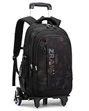 Amythe Schulrucksack Trolley für Jungen Herren Rucksack mit Rollen Schulranzen Jungen Teenager, Wasserdichter Lässige Daypack 16 Zoll, Großer Kinderrucksack, Schwarzer