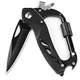 BEEK Klappmesser mit Karabiner, Camping Zubehör, EDC Multitool Werkzeug, Geschenke für Männer, Schlüsselanhänger Messer, Outdoor Messer, Gurtschneider, Taschenmesser