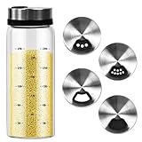 Zuxbolf Gewürzgläser mit Drehdeckel 300ml Gewürzdosen Borosilikatglas Gewürzstreuer 3 Drehbare Gewürzlöcher Salzstreuer Gewürzbehälter Streudose Gewürze Spice Jars für Küche Esszimmer Grill im Freien