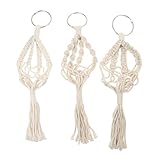 Veemoon 3 Stück Makramee Blumentopfhalter aus Baumwollseil Hängekorb 35cm für Drinnen und Draußen Pflanzkorb Weiß