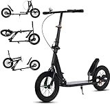 City Roller Erwachsene 150 Kg Tragkraft 290Mm Big Wheel Scooter, Klappbarer Cityroller Mit Handbremse Und Bremse, Tretroller Kinder Ab 7, Höhenverstellbar Kickscooter (3)