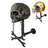 Trveqhk Totenkopf-Helmständer, Motorrad-Totenkopf-Helm-Halterung, Wandhalterung, Motorradhelm-Halterung, abnehmbares Harzhandwerk, Motorrad- und Helm-Zubehör, für Helm und Jacke