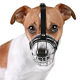 BRONZEDOG Hundemaulkorb Drahtkorb Metallmaske für Kleine, Mittlere und Große Hunde, Atmungsaktiv, Hund kann Trinken, Verstellbar, Gepolstert, Training, Verhindert Beißen (Size 2: Jack Russell Terrier)