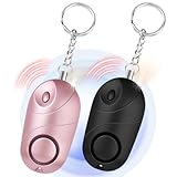 flintronic Persönlicher Alarm 140 dB, 2PCS Selbstverteidigungsalarm mit LED-Licht und Schlüsselanhänger, Taschenalarm Schlüsselanhänger Alarm für Frauen, Kinder, Nachtschicht （Schwarz+Rosa）