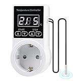 Temperaturregler Temperaturschalter - Temperaturregler 230v mit Fühler, Wasserdicht Thermostat Heizung Smart, Thermostat Steckdose für Gewächshaus Terrarium Aquarium Treibhaussaatkeimung Heizung