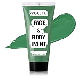 YBUETE Green Water Based Face Body Paint for St. Patrick’s Day, 2.37 OZ Large Tube Full Coverage Face Paint for Cosplay Gamora Hulk Witch, Washable Green Body Painting Cream Adult Halloween SFX Makeup