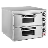 Elektrischer Pizzaofen mit einer oder zwei Ebenen, Toaster mit Schublade für kommerzielle Pizza, 15-Zoll-Arbeitsplatte, Edelstahlkonstruktion mit explosionsgeschützter Lampe und Löchern