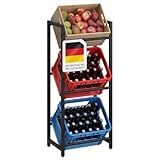 STEELSØN Mystra Getränkekistenregal – Getränkeregal für 3 Kisten in schwarz – stabiles Kistenregal für Wasser, Bier, Obst, Gemüse – Bierkisten Regal mit höhenverstellbaren Füßen – Flaschenregal Metall