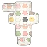 Wiederverwendbare Wickelunterlage mit niedlichem Katzen-Cartoon-Motiv, mit Taschentuchtasche, leichte und faltbare Wickelstation, Cambiadores de pa?ales para Bebes