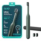 Quip Ultra Next Generation Smart Schallzahnbürste – Zeitgesteuerte elektrische Zahnbürste für Erwachsene – Austauschbarer Bürstenkopf, weiche Borsten, Silikongriff, 30 Tage Akkulaufzeit, Reiseetui