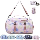 AUNGKWANG Yogatasche Groß, Sporttasche Mädchen, Wasserdicht Turnbeutel, Reisetasche Kinder, Gym Bag, Schwimmtasche, Sportrucksack, Trainingstasche mit Schuhfach & Nassfach (Rosa)