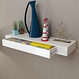 lvssiao Würfelregal in Moderner, Wandregal Bücher/DVD-Regal Hängeregal mit 1 Schublade MDF, weiß für Bücher DVD Auszeichnungen Büchern Sammlerstücken