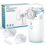Inhalationsgerät für Erwachsene und Kinder Wiederaufladbare Inhalator Tragbare Inhaliergeräte Partikelgröße 1-5µm Einstellbarer Sprühnebel besonders leise Inhalator Vernebler mit Mundstück und Maske