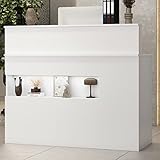 Caldion Empfangstheke mit LED an der Rezeption Abschließbare Schubladen und Schränke an der Rezeption Klinik，Salon, Lobby Weiß 120cm x 50cm x99.5cm