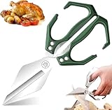 Multifunktionale Hochleistungs-Küchenschere, Hochleistungs-Küchenschere mit ergonomischem Griff, Geflügelschere, ultrascharf für Huhn, Fleisch, Meeresfrüchte, Knochenschneiden,Green