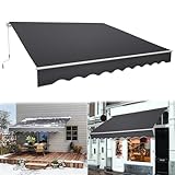 LARS360 Markise Balkon 400x300cm Aluminium Gelenkarmmarkise Balkonmarkise mit Handkurbel, Wetterfest & UV-beständig, Ganzjähriger Sonnen-, Regen- & Sichtschutz für Terrasse und Balkon, Dunkelgrau