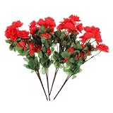 DIYEAH 4 Stück Künstliche Rhododendron Seidenblumen Langlebig Wetterfest für Außenbereich Gartendekoration Realistisch Aussehende Kunstpflanzen ohne Pflegeaufwand