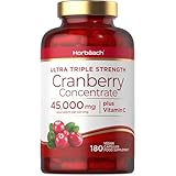 Cranberry Kapseln Hochdosiert 45000mg mit 300mg Vitamin C | 180 Vegane Konzentrat Tabletten | Preiselbeerextrakt Komplex mit Vitamin C | by Horbaach