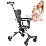 Tragbarer Kinderwagen - 360° drehbarer Buggy Leichter Buggy | Faltbarer Kinderwagen für Kinder, Fahrrad, kompakter Reisekinderwagen mit Gürtel für Parks, Joggen, Spazierengehen, Picknick