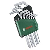 Bosch Torx-Schlüssel Satz 9-teilig (Multifunktionale Torx-Schlüssel aus S2-Stahl; TX8-TX40; Langer Schaft; Rostgeschützte Oberfläche, Aufbewahrungsclip)
