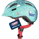ABUS Kinderhelm Smiley 2.0 - Robuster Fahrradhelm für Mädchen und Jungs - Blau mit maritimen Muster, Größe M, Turquoise Sailor