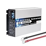 HENGJINGTR 10000W Reiner Sinus-Wechselrichter Solarladegerät, Mit 2 AC-Steckdosen DC12V/24V/48V/60V/72V Zu AC 110V/220V Wechselrichter, Für Wohnmobil, LKW, Solar, Outdoor,12v to 110v