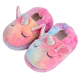 MASOCIO Hausschuhe Kinder Mädchen Plüsch Puschen Winter Warm Kinderhausschuhe Hüttenschuhe Kleinkind Pantoffeln Größe 24 25 Tiere Mehrfarbig 1
