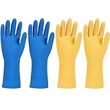 AZEN 2 Paar Gummi-Reinigungshandschuhe, Gummihandschuhe zum Geschirrspülen, wiederverwendbare Haushaltsküchen-Reinigungshandschuhe zum Geschirrwaschen, Geschirrwaschhandschuhe, latexfreie