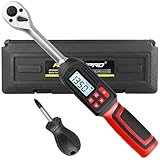 ATsafepro Digitaler Drehmomentschlüssel 3/8', 6,8-135 Nm Drehmomentschlüssel Fahrrad, 4 Einheiten Anzeige, ±2% Genauigkeit Mit LCD Mit Akustischen & LED Warnungen Für Fahrrad, Motorrad Und Auto