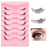 Thoquene 7 Paar Wimpern Cat Eye, Lashes Natürlich, Klare Band Halbe Falsche Wimpern 23mm