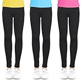 OioTuyi 3er-Pack Schwarze Leggings für Mädchen (Größe 104-116), Sportleggings, Jeggings, Bequem und Stretch, Ideal für Schule und Freizeit