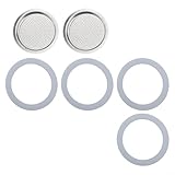 Mokkakanne Espressokocher Ersatzteile Set mit 2 Edelstahlfiltern und 4 Silikondichtungen für lange Lebensdauer (9 Tassen)