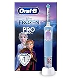Oral-B Pro Kids Frozen Elektrische Zahnbürste, Electric Toothbrush für Kinder ab 3 Jahren, inklusive Sensitiv+ Modus für Zahnpflege, extra weiche Borsten, 1 Aufsteckbürste, 4 Sticker, blau, lila