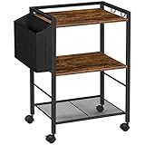 HOOBRO Druckertisch, Druckerständer mit Rollen, 3 Ebenen Druckerwagen, mit Verstellbaren Ablagen und Dokumentenkorb, 52 x 40 x 80,5 cm, leicht zu montieren, für Büro und Zuhause EBF21PS01