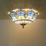Retro Tiffany Schlafzimmer Deckenleuchte Glas Küchenlampe Vintage Wohnzimmer Deckenlampe Unterputz E27 Gang Beleuchtet für Esszimmer Porch Corridor Korridor Balkon Flur Badezimmer (Tiffany,50CM)