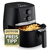 MEDION E20 L Heißluftfritteuse (3,2 Liter Frittierkorb, ca. 1400 Watt, einfache Bedienung, ölfreies Frittieren, 30 Min Timer, Überhitzungsschutz, MD10711) schwarz