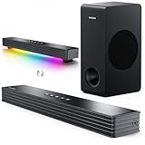MEREDO Soundbar für TV Geräte mit Subwoofer 3.1 Kanal PC-Gaming Soundbar RGB Audio Sync Licht BT 5.3/HD-ARC/Optisch/AUX/USB TV Computer Lautsprecher für Desktop/Laptop Spielkonsolen Heimkino