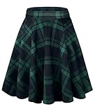 Damen Elegante Elastische Taille Ausgestellte A-Linie Midi Rock Basic Uniform Plissee Skater Röcke(S, 13)