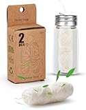 NETONDA 2x30m Nachhaltig Zahnseide 60m Natur Zahnseide im Glas-Zahnseidespender Zahnzwischenraumreiniger Zahnseide Minze Dental floss Vegan Zahnpflege Öko Zahnseide gewachst mit Candelilla
