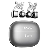 PAXA Clipbuds7 Clip-On-Ohrhörer Open-Ear-Kopfhörer mit LED-Anzeige, abnehmbarem Schmetterlingsohrring, Ultraleicht bequemer Sitz für Sport, Fitness und den täglichen Gebrauch, Silber