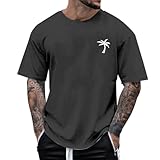 Herren-T-Shirt, niedliches Palmen-Top, Strand, trendig, athletisch, lockere Passform, lässig, Hawaii, lockere Passform, zum Ausgehen, kurzärmelig, Sommer, trendiges T-Shirt 2025, Buchstaben-T-Shirt