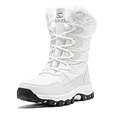 CLYCTIP Warm Gefüttert Winterschuhe Damen Schneestiefel Wasserdicht Outdoor Trekking Wanderschuhe Gr. 37-42 (Weiß, Erwachsene, Damen, 37, Numerisch, EU Schuhgrößensystem, M)