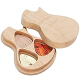 Gitarren-Pick-Box, Ahorn-Massivholz-Box-Gitarren-Pick-Halter mit 3 Picks Geschenke für Gitarristen Musikinstrument-Zubehör